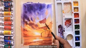 Мастер-класс пошаговый по рисованию акварелью красивого заката и корабля