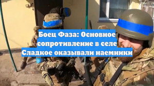 Боец Фаза: Основное сопротивление в селе Сладкое оказывали наемники