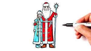 Как просто и легко нарисовать Деда Мороза на новогоднюю открытку