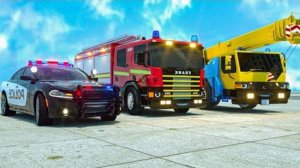 Команда полицейских машин против монстра-грузовика-хулигана | Мультфильм для детей про пожарную маши