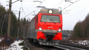 2ЭС10-108 "Гранит" с контейнерным грузовым поездом