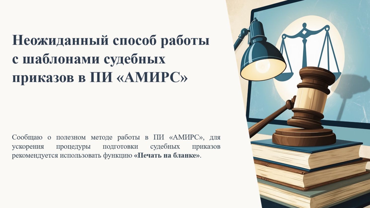 Неожиданный способ работы с шаблонами судебных приказов в ПИ «АМИРС»  - клавиша "Печать на бланке" смотреть онлайн