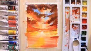 Мастер-класс для начинающих по рисованию акварелью красивого заката и лодки