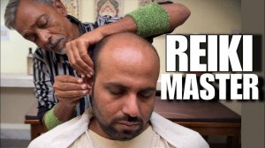 Waris barber head massage to Reiki master ! Reiki master got drowzy during massage ! Stress relief