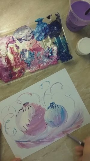 Мастер-класс "Новогодние ёлочные шары гуашью с элементами росписи" открытка к новому году