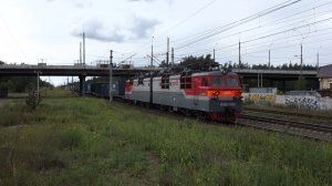 Электровоз ВЛ80с-2008 с контейнерным поездом на перегоне Жолнино - Джержинск