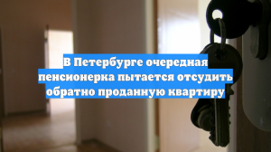 В Петербурге очередная пенсионерка пытается отсудить обратно проданную квартиру
