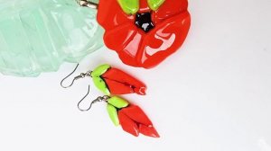 Женские украшения подвеска и серьги красные маки