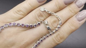 Браслет с аметистом  Ювелирная огранка АМЕ083