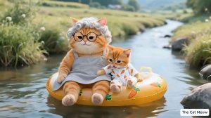 Котики - на природу с бабушкой