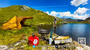 Уединение с природой - Одиночный поход и рыбалка в горах с приготовлением улова