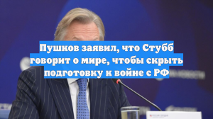 Пушков заявил, что Стубб говорит о мире, чтобы скрыть подготовку к войне с РФ