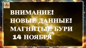 ВНИМАНИЕ! НОВЫЕ ДАННЫЕ! МАГНИТЫЕ БУРИ 14 НОЯБРЯ 2025 ГОДА!
