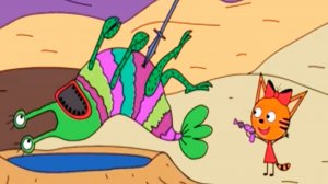 ТРИ КОТА - Раскраска Три кота Карамелька и пришелец - Мультик раскраска для детей