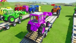 Катаемся на крутых разноцветных машинках, грузовиках и тракторах из мультиков для детей! МУЛЬТИКИ!