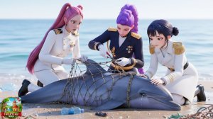 Миссия по спасению Хантрикс от выброшенных на берег дельфинов Руми, Миры и Зои  KPOP Demon Hunters