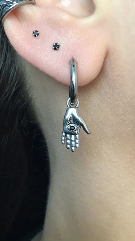 Миниатюрные кольца с подвесками "Ладонь Фатимы. Третий глаз" от StarfallShop