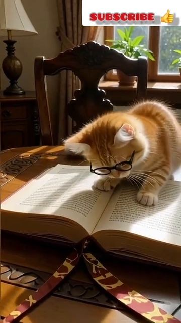 Милый котенок читает книгу смотреть онлайн