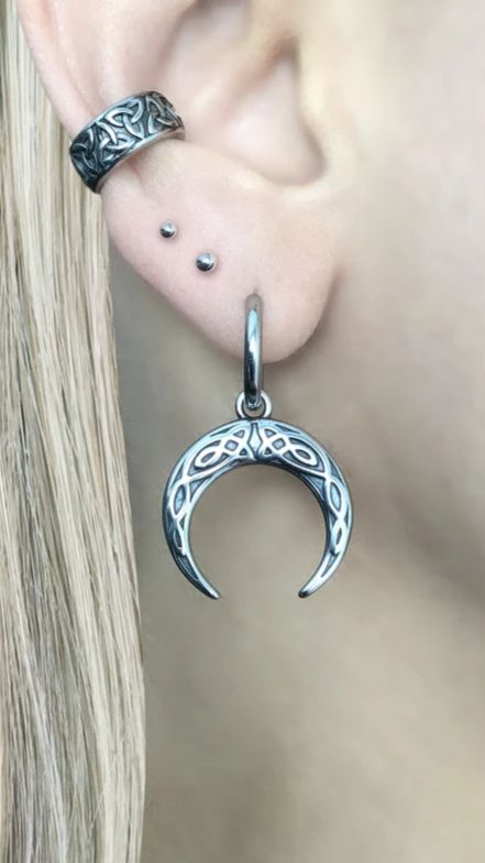 Длинные серьги-кольца "Скандинавский месяц Мани" от StarfallShop