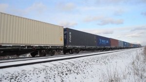 2ТЭ116-632 с грузовым контейнерным поездом