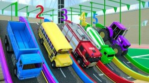 Цветные горки и футбольные мячи - Прыжки с футбольным мячом в Боссене - Мультфильм для детей