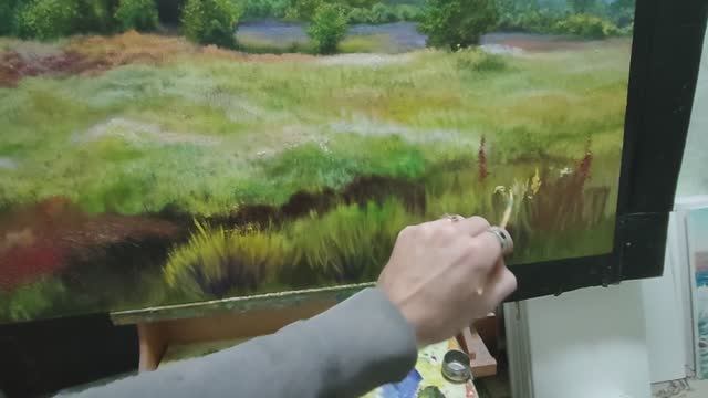 Простой прием,способ как рисовать траву дальнего и ближнего плана смотреть онлайн