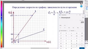 Нахождение скорости по графику пути от времени.7 класс