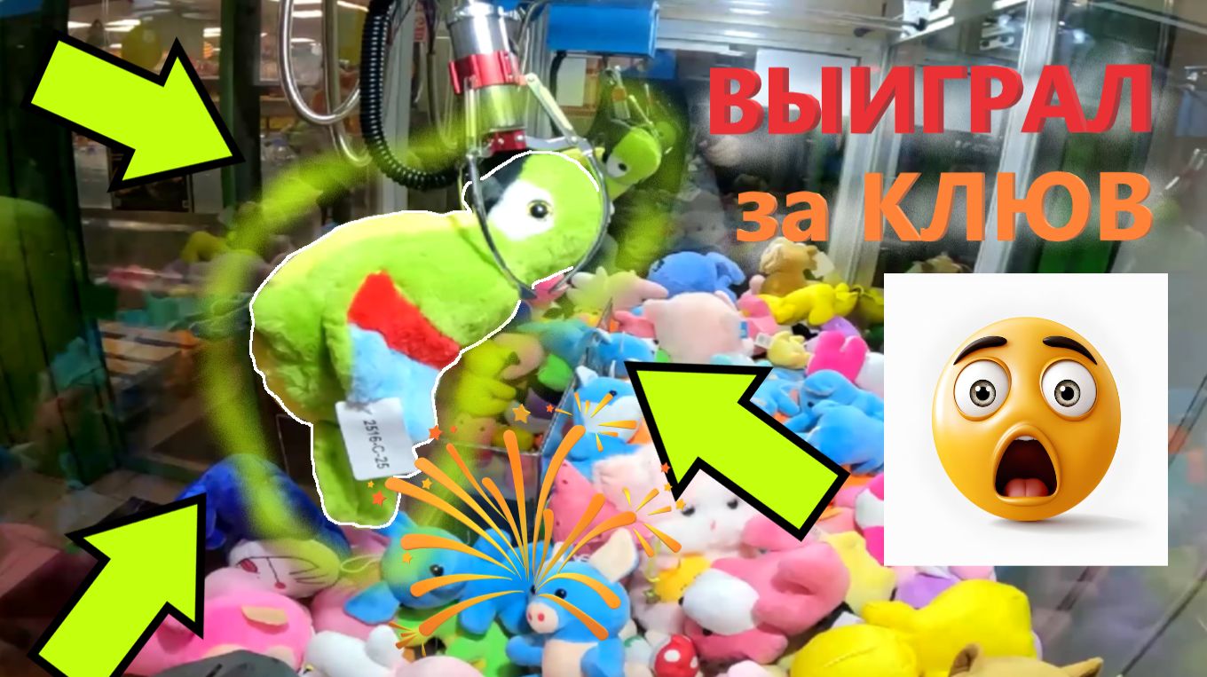 Попугай сам ЗАЦЕПИЛСЯ за клешню в автомате-хватайке!!! ВЫИГРАЛ попугая ЗА КЛЮВ в хватайке смотреть онлайн