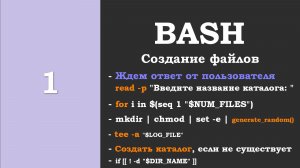 #1. Bash. Создание файлов. Взаимодействие с пользователем. 3 вида цикла for. RANDOM. regex