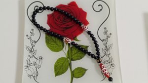 Четки из черного агата с бусиной Дзи. Четки из натуральных камней