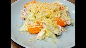 салат  из соленой горбушей и мандаринами