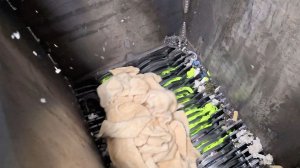 Измельчение ткани "халатная махра" на шредере ИШМ-220-500