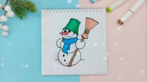 Новогодние идеи рисования: снеговик, машина с ёлкой, Санта-Клаус с Оленем