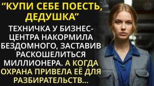 Техничка накормила бездомного у бизнес-центра. Не ожидала, что богач вступится за неё перед охраной