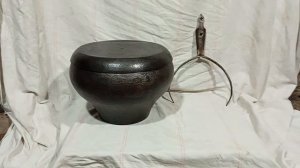 Чугунок чугунный на 12 литров+ Крышка -Сковорода Чугунная +Ухват кованый СССР