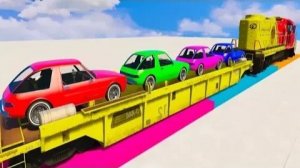 РАСКРАСЬ маленькие машинки на железнодорожном транспорте Мультик про супергероев для детей