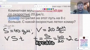 Задача в 4 классе: комнатная муха пролетела 40 дм. С какой скоростью летел комар