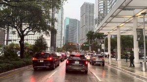 США. Дождливая поездка по центру города Майами