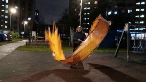 Вечерняя разминка с 8-ми метровой лентой Дракона на верёвке (5)