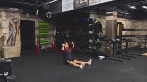 Z жим резины сидя на полу|Banded Z-press