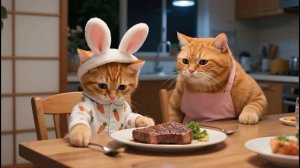 Котик и стейк