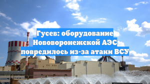 Гусев: оборудование Нововоронежской АЭС повредилось из-за атаки ВСУ