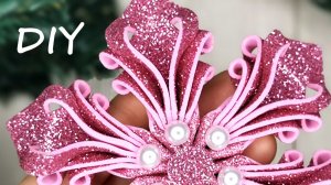 Ажурная снежинка из глиттерного фоамирана своими руками. Декор на Новый год