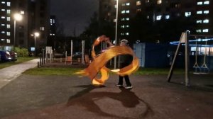 Вечерняя разминка с 8-ми метровой лентой Дракона на верёвке (3)