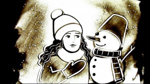 Мастер-класс по рисованию песком Девочка и снеговик