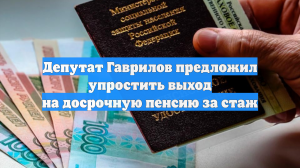 Депутат Гаврилов предложил упростить выход на досрочную пенсию за стаж
