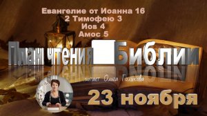 23 ноября - Евангелие от Иоанна 16; 2 Тимофею 3; Иов 4; Амос 5