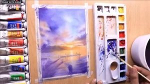 Мастер-класс по рисованию акварелью закатного вечернего пейзажа на берегу реки