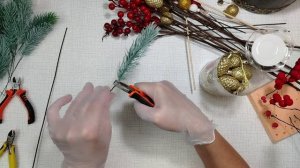 Новогодний букет своими руками, быстро и легко.