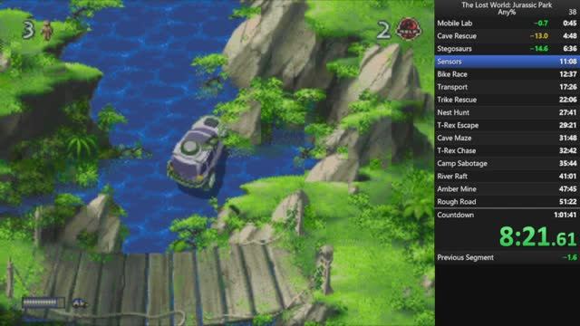 The Lost World: Jurassic Park - Any% in 59m 47s by Woodim - 1nd place. (Sampsa - youtube)